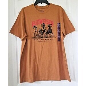 BUDWEISER KING OF BEERS Brown Clydesdales Short Sleeve T-Shirt Men's XXL - NEW